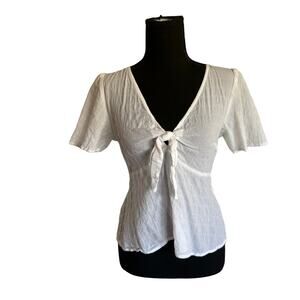 NWOT Abercrombie & Fitch White Gauze Blouse Top - Small